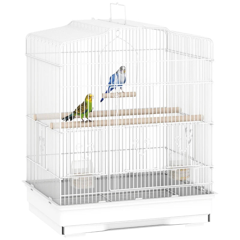23" Bird Cage, Finches Canaries, Parrot Cage with Doors Perches, 2 Feeder Pet Supplies, White
