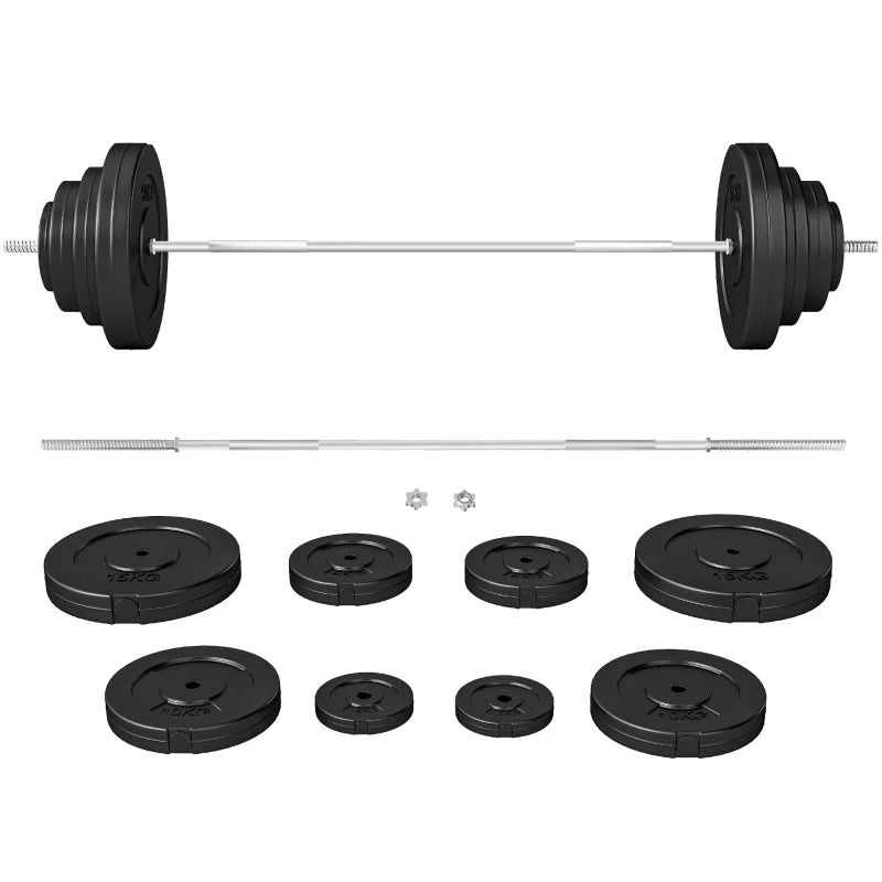 Soozier 154 lbs Barbell Weight Set, Adjustable Weights for Home Gym with 67" Barbell Bar, Strength Training Equipment