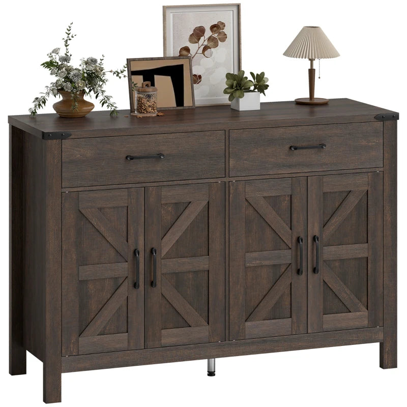 Sideboard Buffet Cabinet, Farmhouse Kitchen Storage Cabinet with 2 Drawers and Shelves for Living Room, Entryway