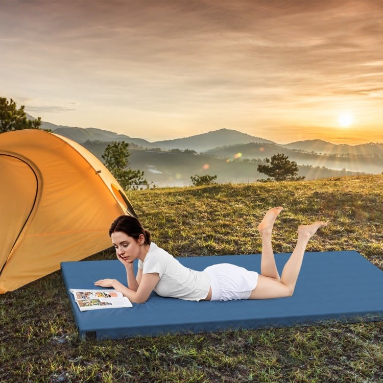 Indoor outdoor Sleeping mat with High density foam Cushion and Carrying Bag-Navy