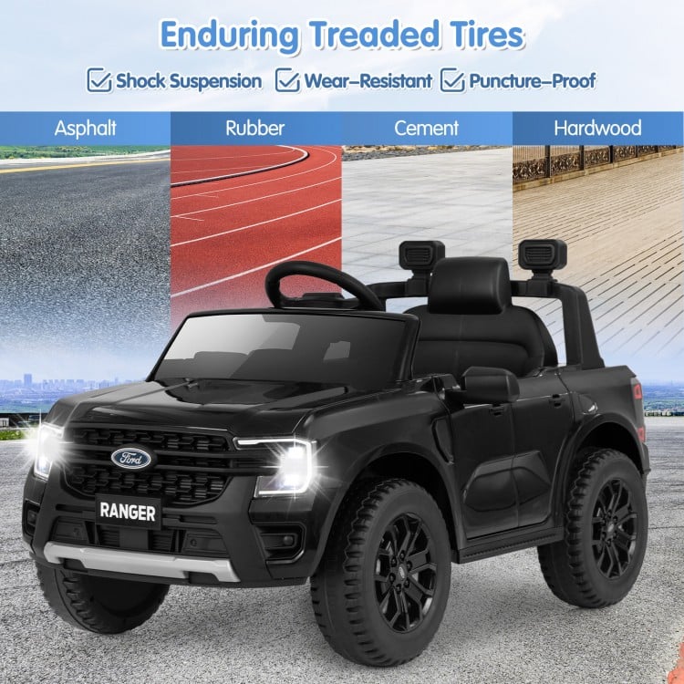 12V Electric Kids Ride on Car Licensed Ford Ranger with Remote Control and Music-Black