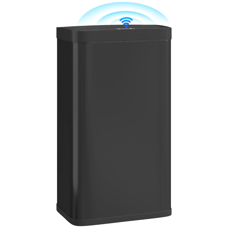 12 Gallon Sensor Can, Automatic Garbage Can with Soft-Close Lid, Fingerprint-Proof Stainless Steel, Matte Black