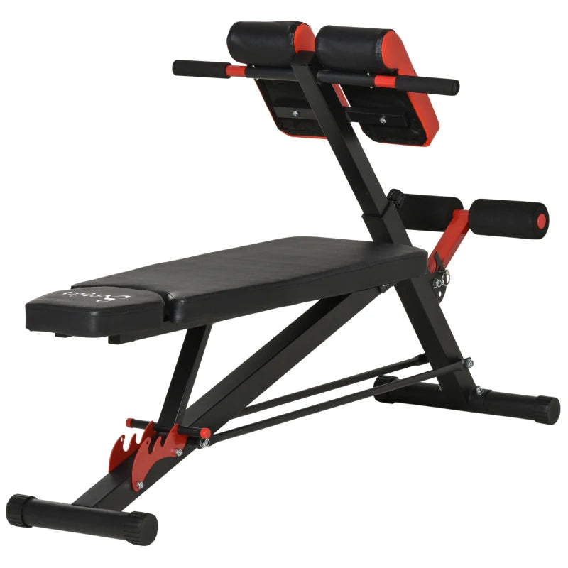 Soozier Adjustable Weight Bench Roman Chair Exercise Training Multi-Functional Hyper Extension Bench Dumbbell Bench Ab Sit up Decline Flat Black and Red