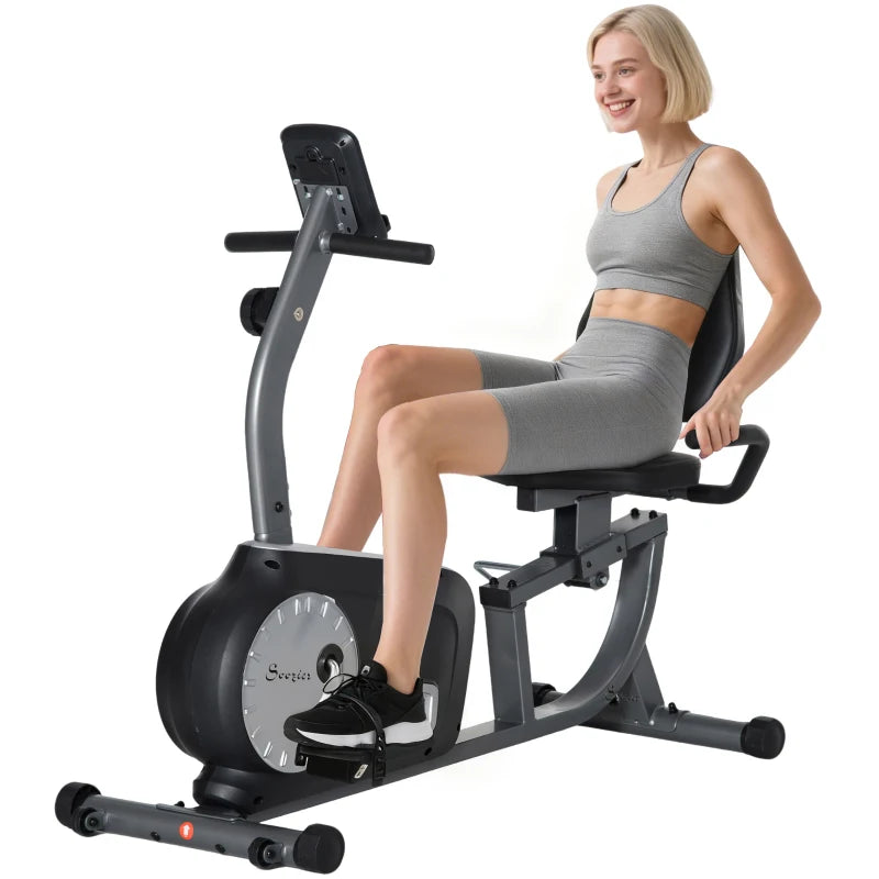 Soozier Exercise Bike, Stationary Bike with 8-Level Magnetic Resistance, LCD Display, Adjustable Seat and Backrest for Home Gym