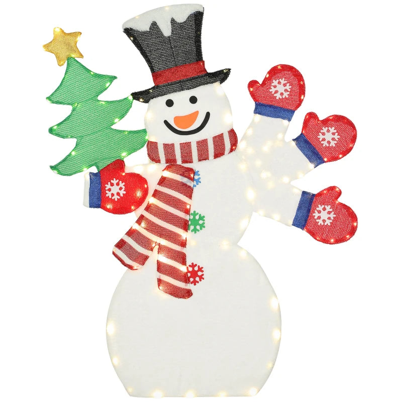 4FT Lighted Snowman, Light Up Christmas Decor with 148 LEDs, Stakes and Zip Ties, IP44 Waterproof for Outdoor Yard