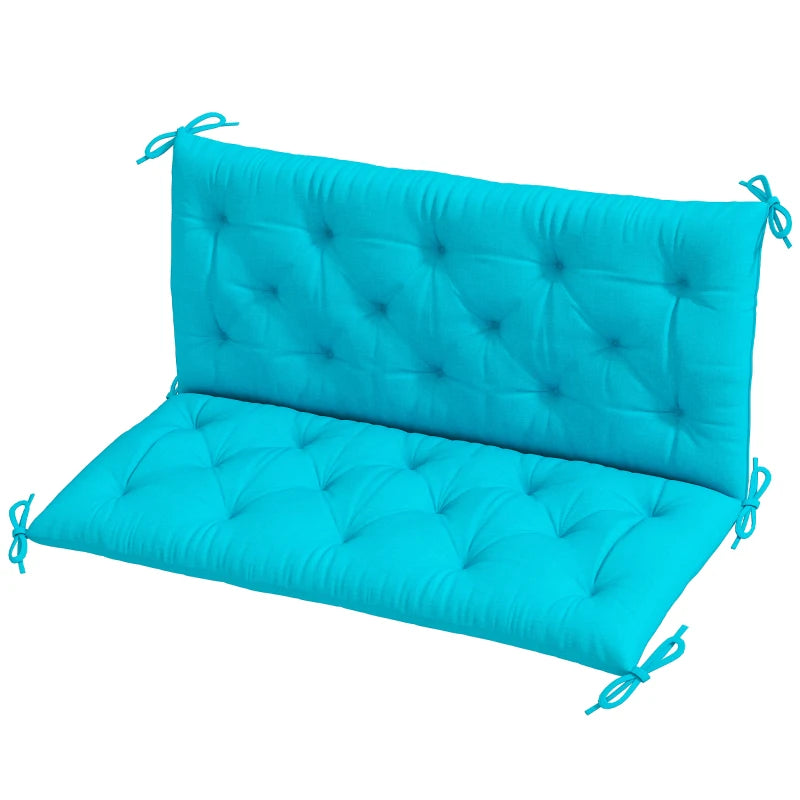 2 Seater Garden Bench Cushion, Soft Thick Outdoor Non-Slip 2 Seater Soft Pad With Backrest for Garden Patio, 47" x 43" x 5", Turquoise