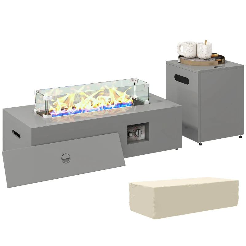 42" Propane Fire Pit Table 50,000 BTU Outdoor Gas Fire Table with Hideaway Propane Tank Holder, Waterproof Cover