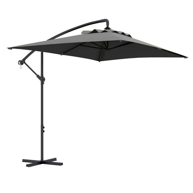 3(m) patio offset umbrella, with Cross Base - Dark Grey