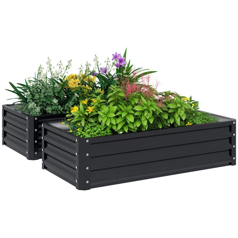 4' x 2' x 1' Raised Garden Bed, Set of 2 Galvanized Planter Box for Vegetables, Flowers, Herbs, Grey