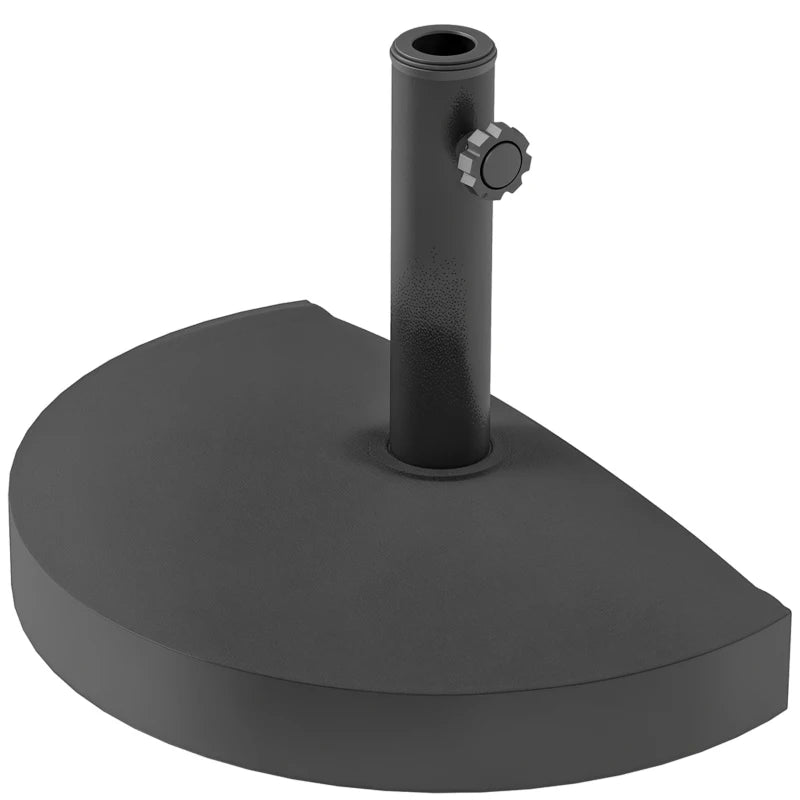 20 lbs Resin Half Parasol Base Outdoor Umbrella Stand Weight, Concrete Garden Parasol Stand, Black