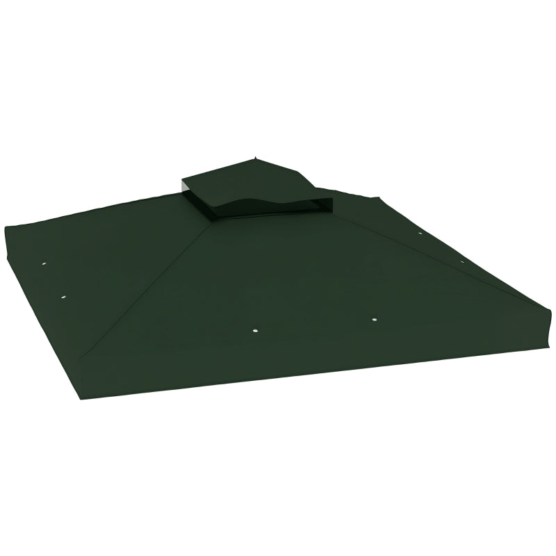 10' x 10' Gazebo Canopy Replacement Cover, 2-Tier Garden Gazebo Roof Replacement, UPF30+, TOP COVER ONLY, Green