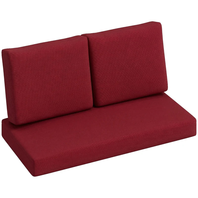 2 Seater 5" Thick Outdoor Seat Cushions with 7" Backrest, Loveseat Outdoor Furniture Cushions, Wine Red