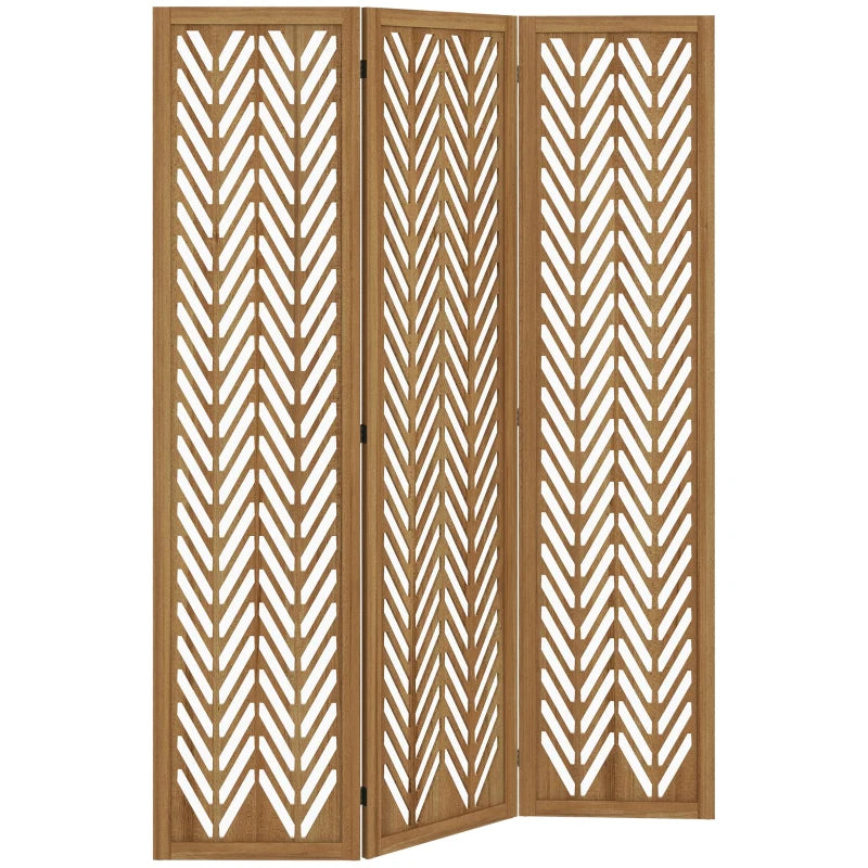 3 Panel Room Divider, 5.6ft Tall Wood Folding Privacy Screens, Freestanding Partition Wall Dividers, Light Brown