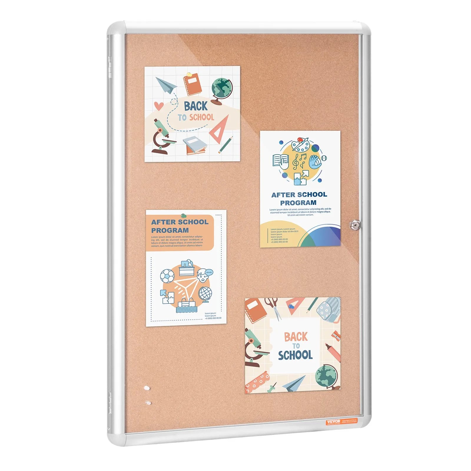 VEVOR 36"x24" Enclosed Cork Board with Aluminum Frame Lockable Bulletin Board