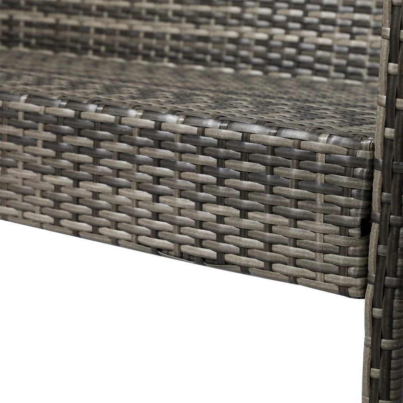 4 Pieces Patio Furniture Sets with A Loveseat, Two Armchairs and A Coffee Table, Outdoor Conversation Set with Glass Top Table, Grey PE Rattan and Cream White Cushions