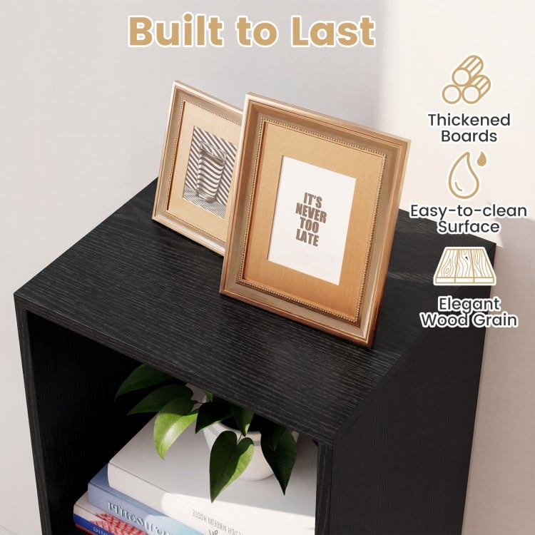 2 Cube Bookshelf with Back Guardrail for Living Room Bedroom-Black