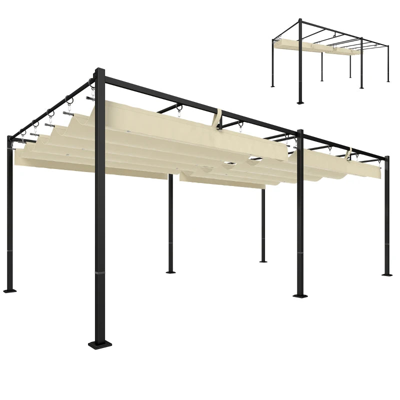19' x 10' Pergola with Retractable Canopy, Patio Pergola with Sun Shade Shelter, UV50+, for Patio, Garden, Cream