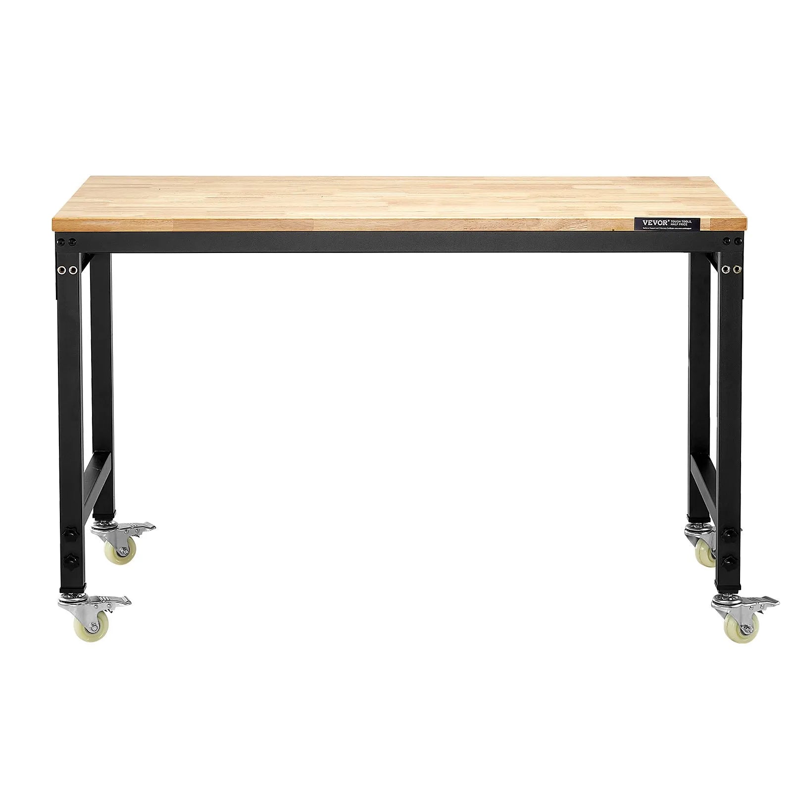 VEVOR 48" Workbench on Wheels Adjustable Height Table with Power Outlet & Pegboard