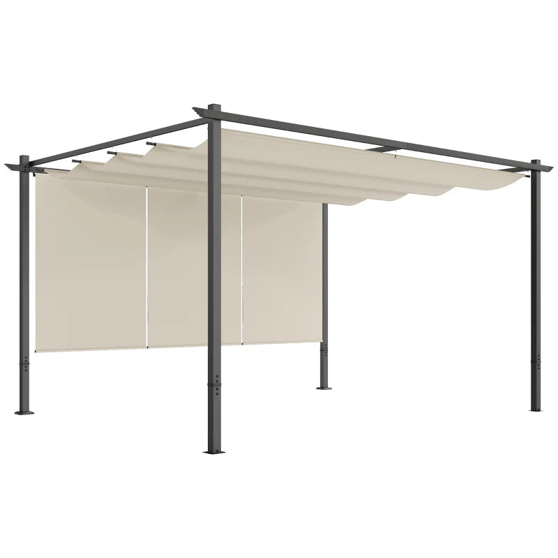 10' x 12' Retractable Pergola Canopy with Roller Shade, Free Standing Patio Gazebo, UPF30+