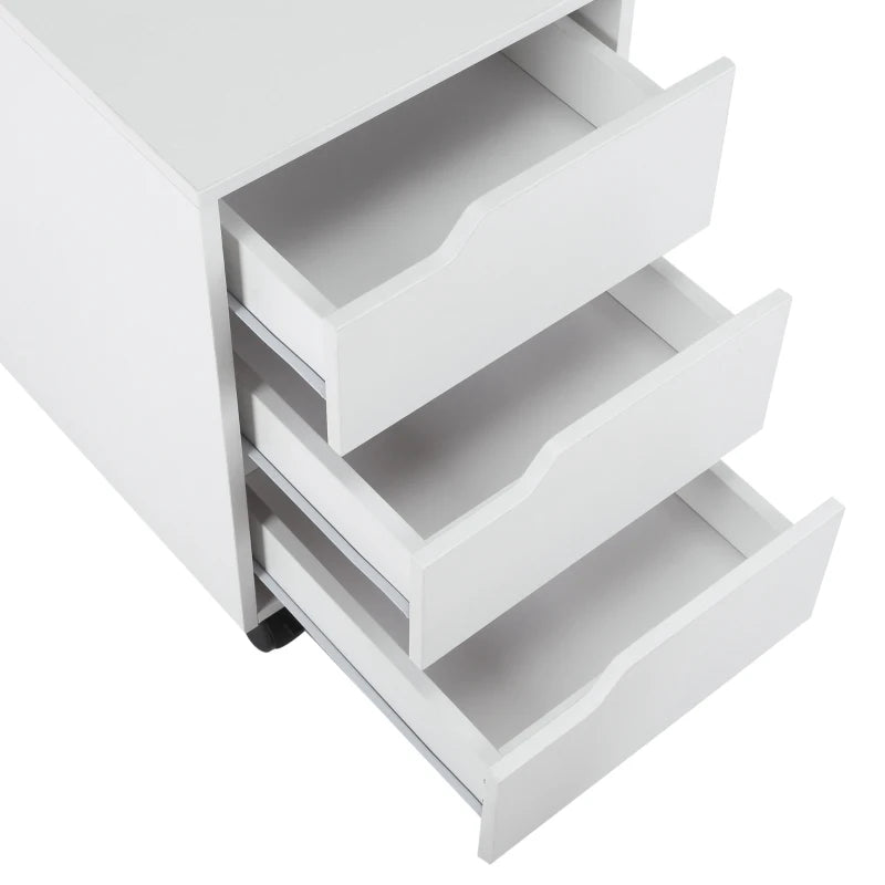 3 Drawer File Cabinet, Mobile Vertical Filing Cabinet with Wheels, Printer Stand with Storage for Home Office, White