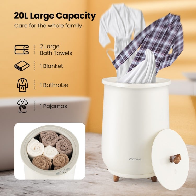 23L Large Luxury Bucket-Style Towel Warmer with Fragrant Disc Holder-Gray