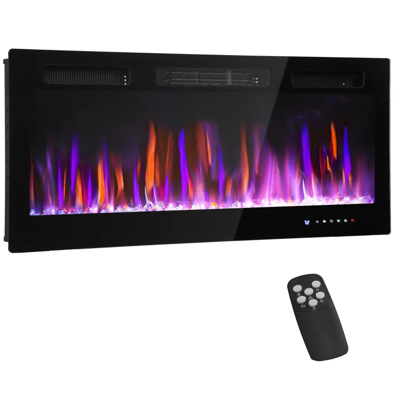 42" Thin Electric Fireplace, Freestanding, Wall Mounted Fireplace Heater with Eco Mode, Auto Switch, Remote, 1500W