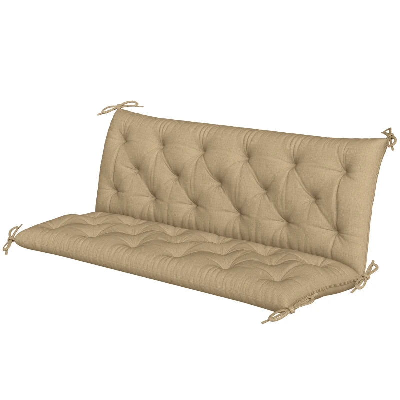 3-Seater Outdoor Bench Swing Chair Replacement Cushions for Patio Garden, Beige