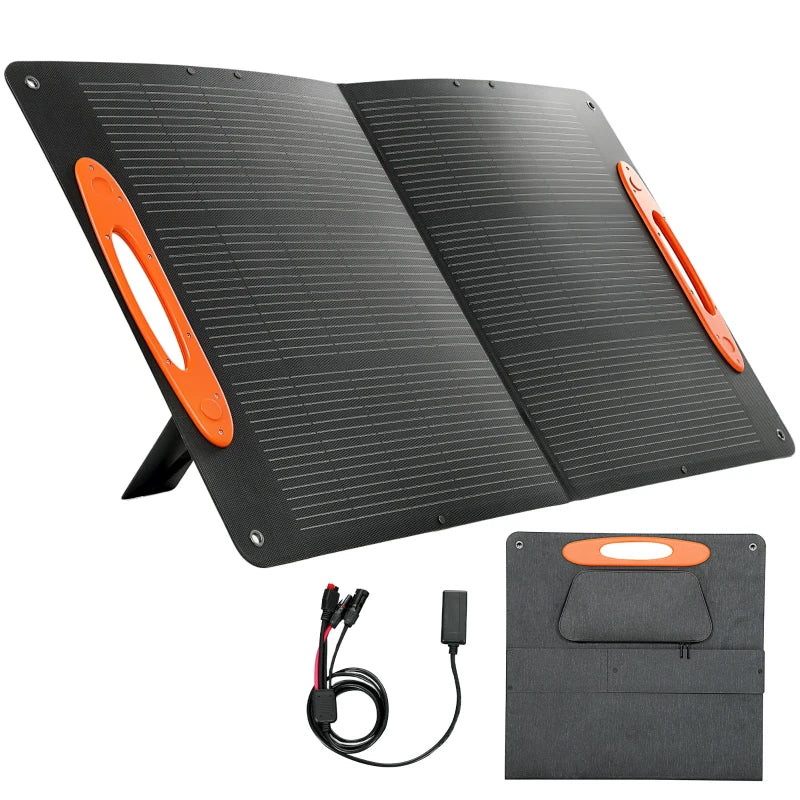 100W Portable Solar Panel, Foldable Solar Charger with USB-A & USB-C Fast Charging Output, IP67 Waterproof