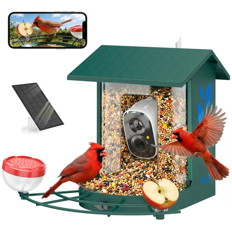 Smart Bird Feeder Camera Solar Powered with AI Identify 16000+ Birds, Auto Video Capture, Motion Detection