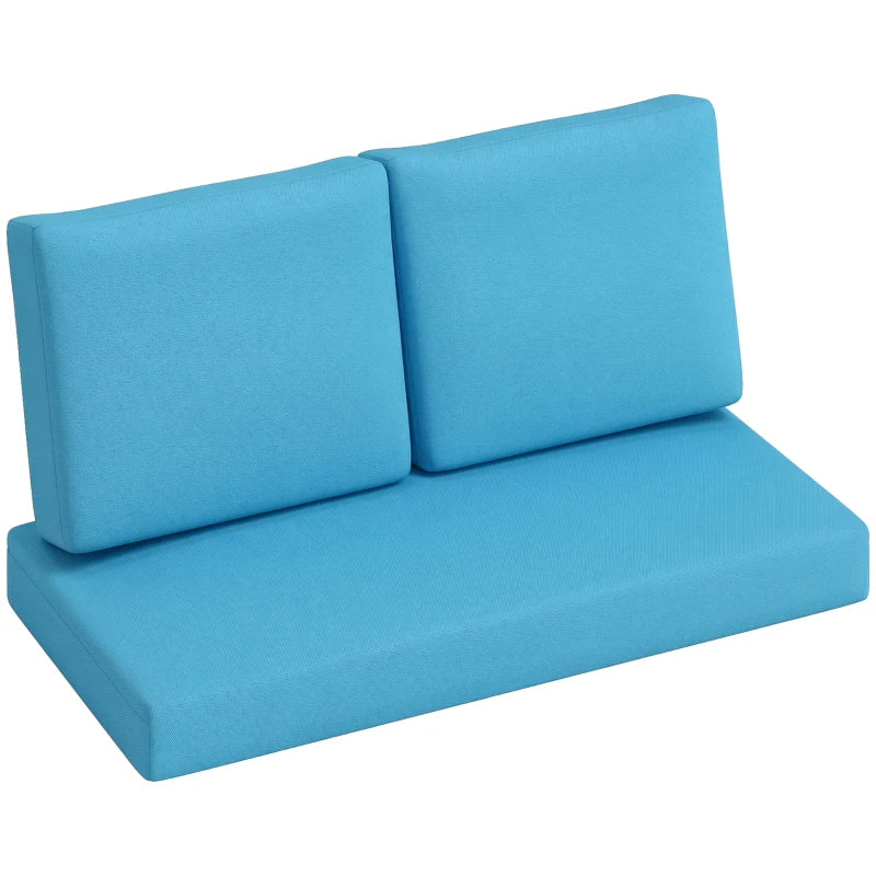 2 Seater 5" Thick Outdoor Seat Cushions with 7" Backrest, Loveseat Outdoor Furniture Cushions, Turquoise