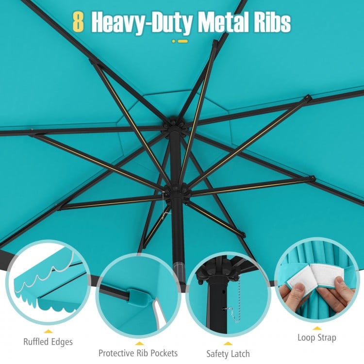 10 Feet Patio Umbrella Outdoor Market Umbrella with Crank Tilt Adjustment-Turquoise