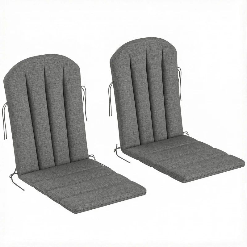 Set of 2 Patio Chair Cushions, High Back Adirondack Chair Cushion with Ties, High-Density Foam, Dark Grey