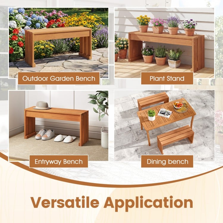 2-Person Outdoor Garden Bench with Solid Wooden Frame for Backyard