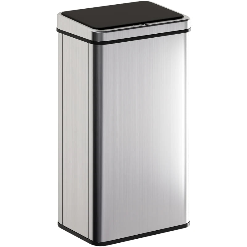 13.2 Gallon Automatic Garbage Can with Soft-Close Lid, Touchless Trash Can with Fingerprint Resistant Stainless Steel