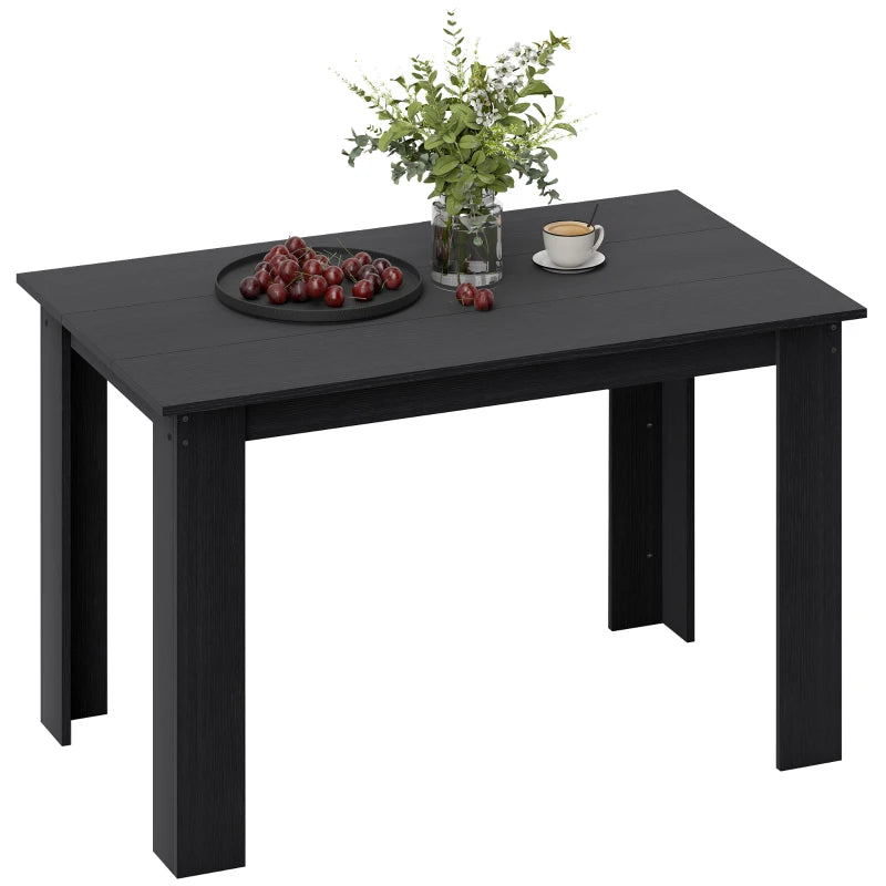 47" Kitchen Table for 4-6 People, Dining Table with Wood Effect for Dining Room, Black