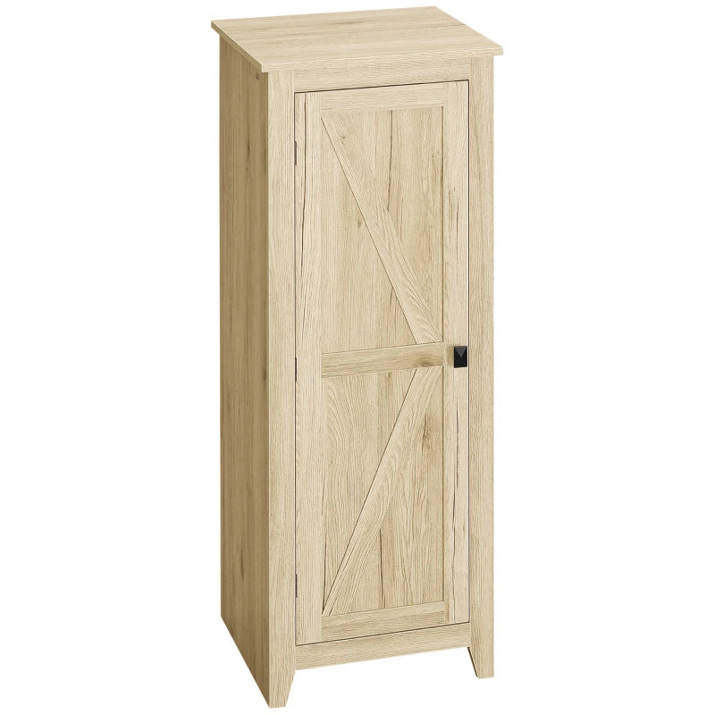 48" Farmhouse Kitchen Pantry Storage Cabinet with Barn Door, Kitchen Pantry Cabinet with Adjustable Shelves, Natural