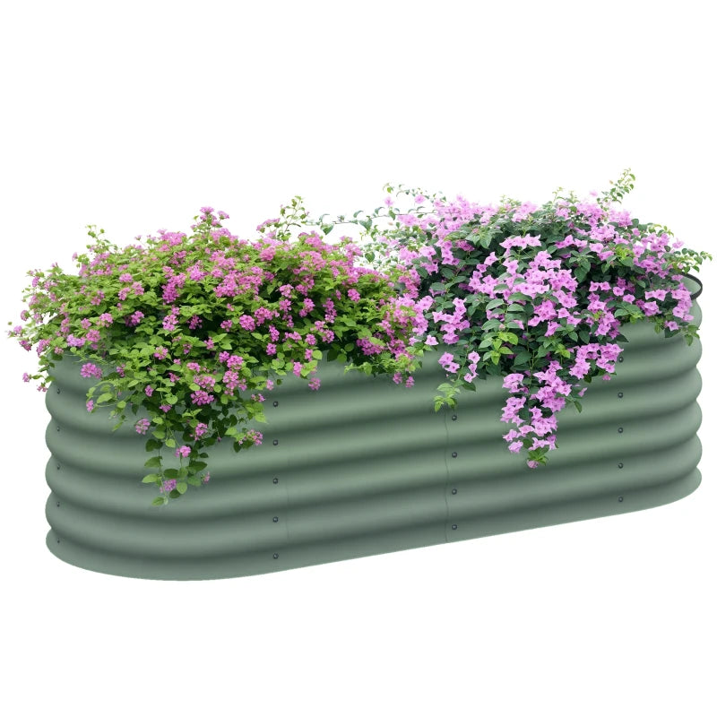 5 x 2 x 1.5 FT Galvanized Steel Raised Garden Bed, Metal Garden Bed Planter Box with Safety Edging, Green