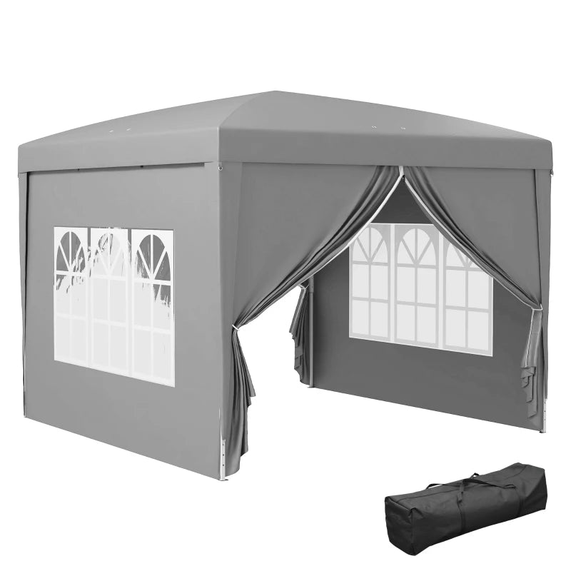 10'x10' Outdoor Pop Up Party Tent Wedding Gazebo Canopy with Carrying Bag (Light Grey)