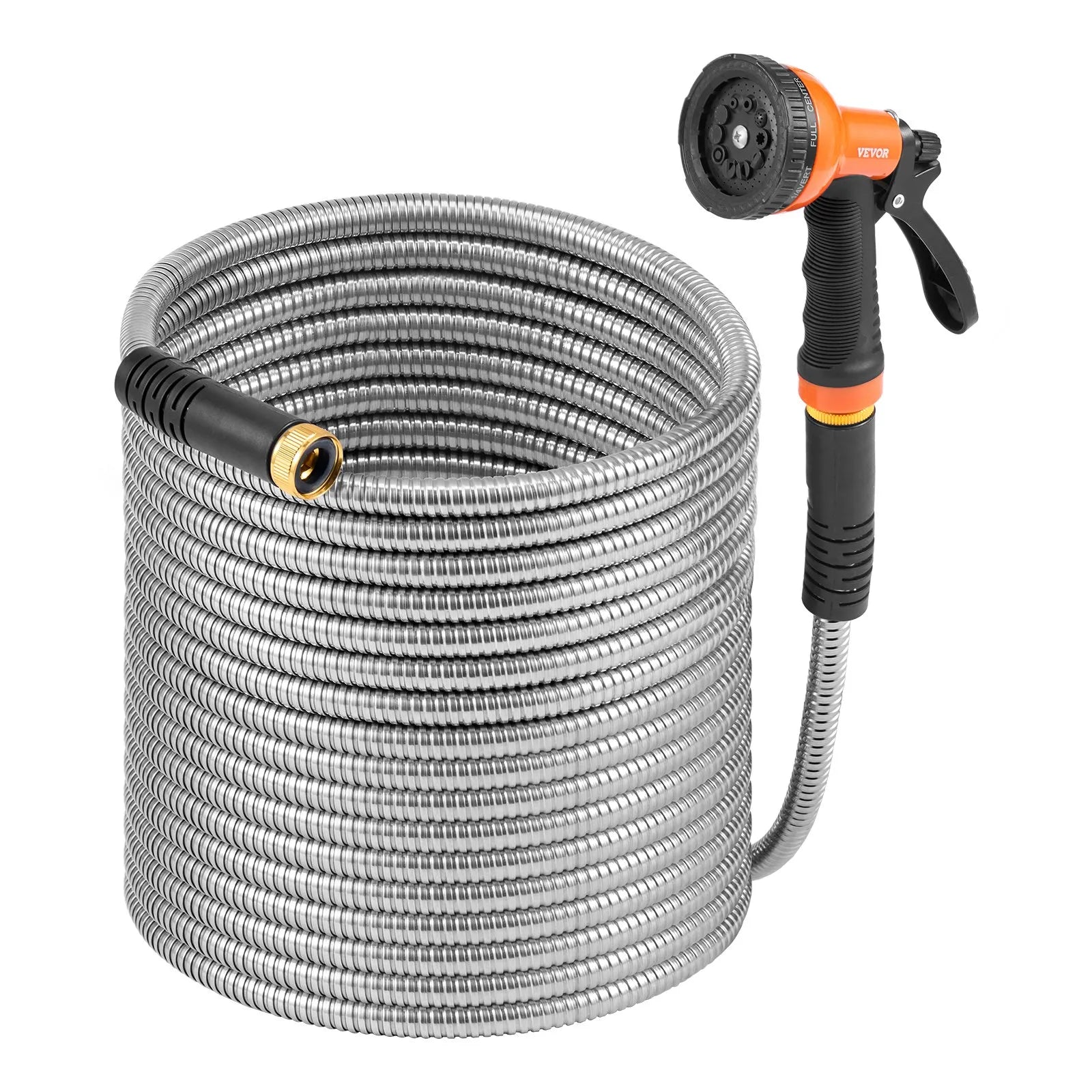VEVOR 200ft Metal Garden Hose Stainless Steel Water Hose Lightweight No Kink