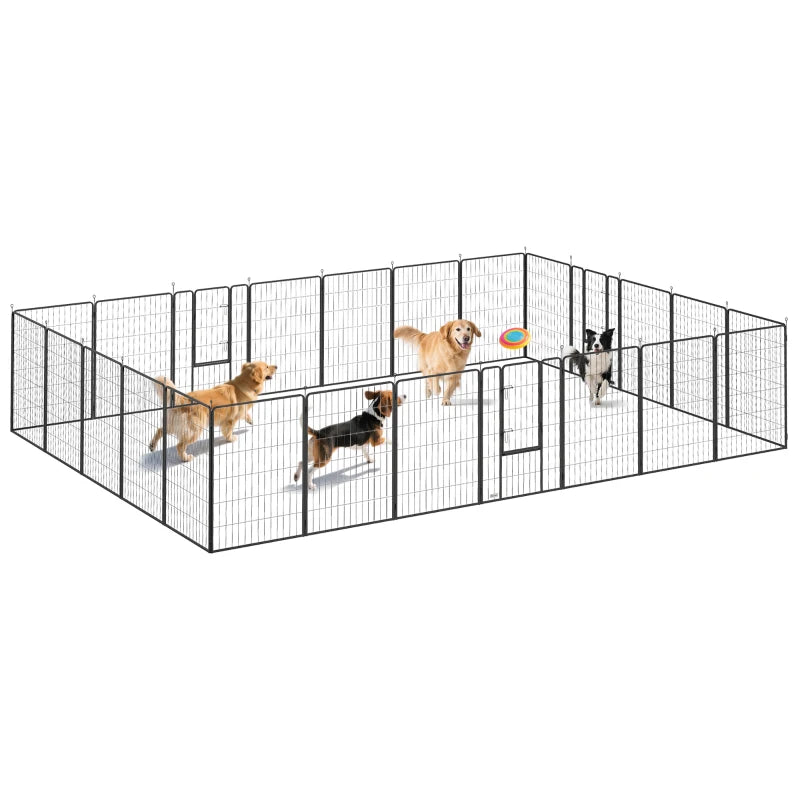24 Panels 44.5" Height Heavy Duty Dog Playpen for Small Medium Large Dogs, Black