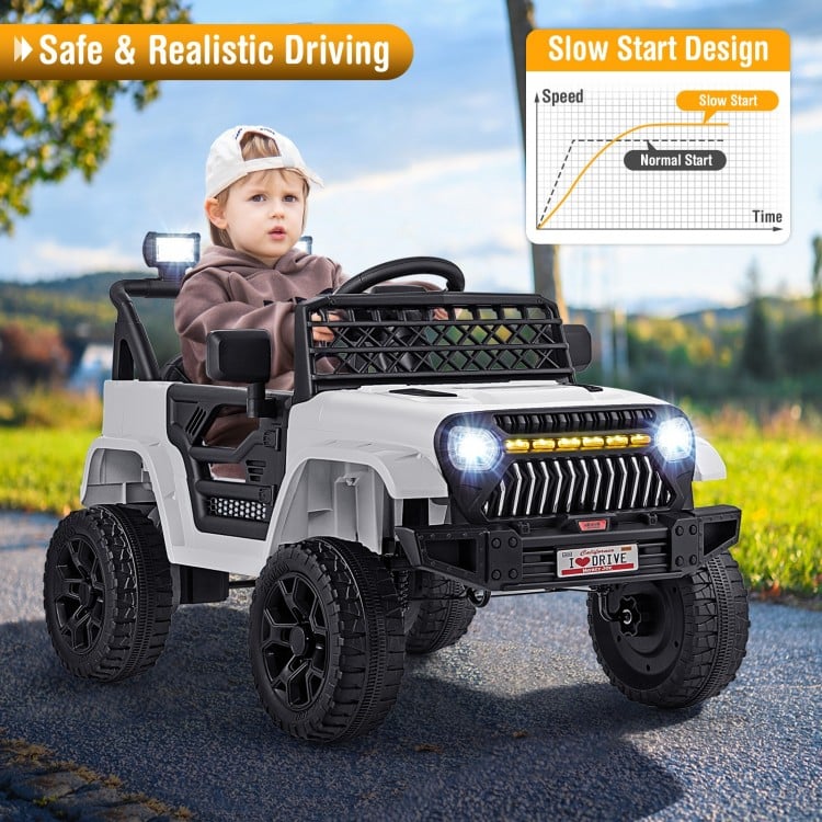 12V Kids Ride on Truck Car with Parental Remote and Music Player-White