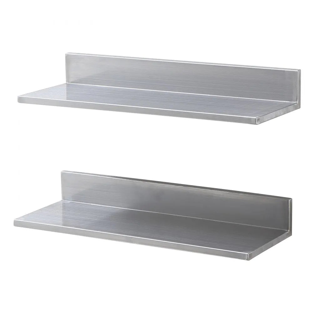 VEVOR 8.6" x 24" Stainless Steel Shelf, Wall Mounted Floating Shelving with Backsplash, 44 lbs Load Capacity Commercial Shelves, Heavy Duty Storage Rack for Restaurant, Kitchen, Bar, Home, and Hotel
