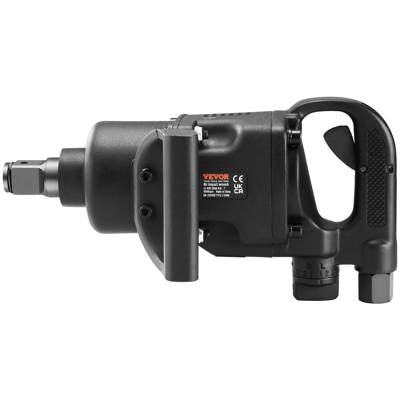 VEVOR 1 Inch Air Impact Wrench, Up to 2730 ft-lbs Reverse Torque Output 1" Pneumatic Impact Gun Lightweight w/ 2 Handles for Heavy Duty Repairs and Maintenance