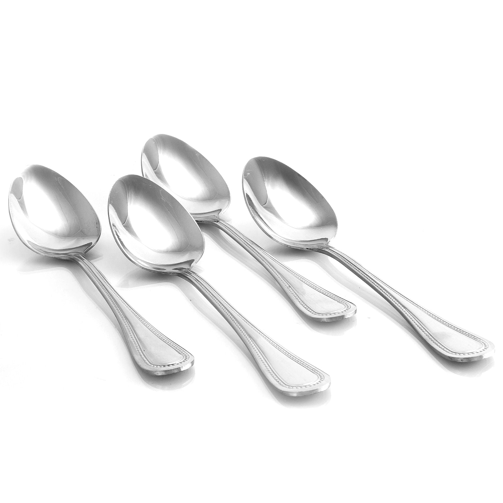 Gibson Home Graylyn 4 Piece Stainless Steel Beaded Edge Dinner Spoon Set - Free Shipping 