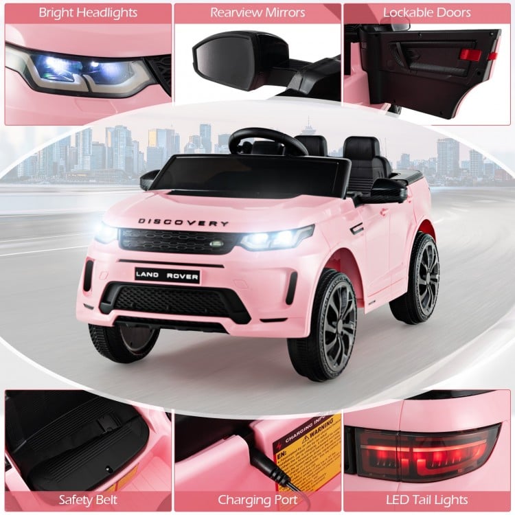 12V Kids Ride On Car with Remote Control Lockable Doors Slow Start System and LED Lights-Pink