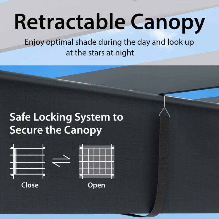 10 x 13 Feet Outdoor Aluminum Retractable Pergola Canopy Shelter-Gray