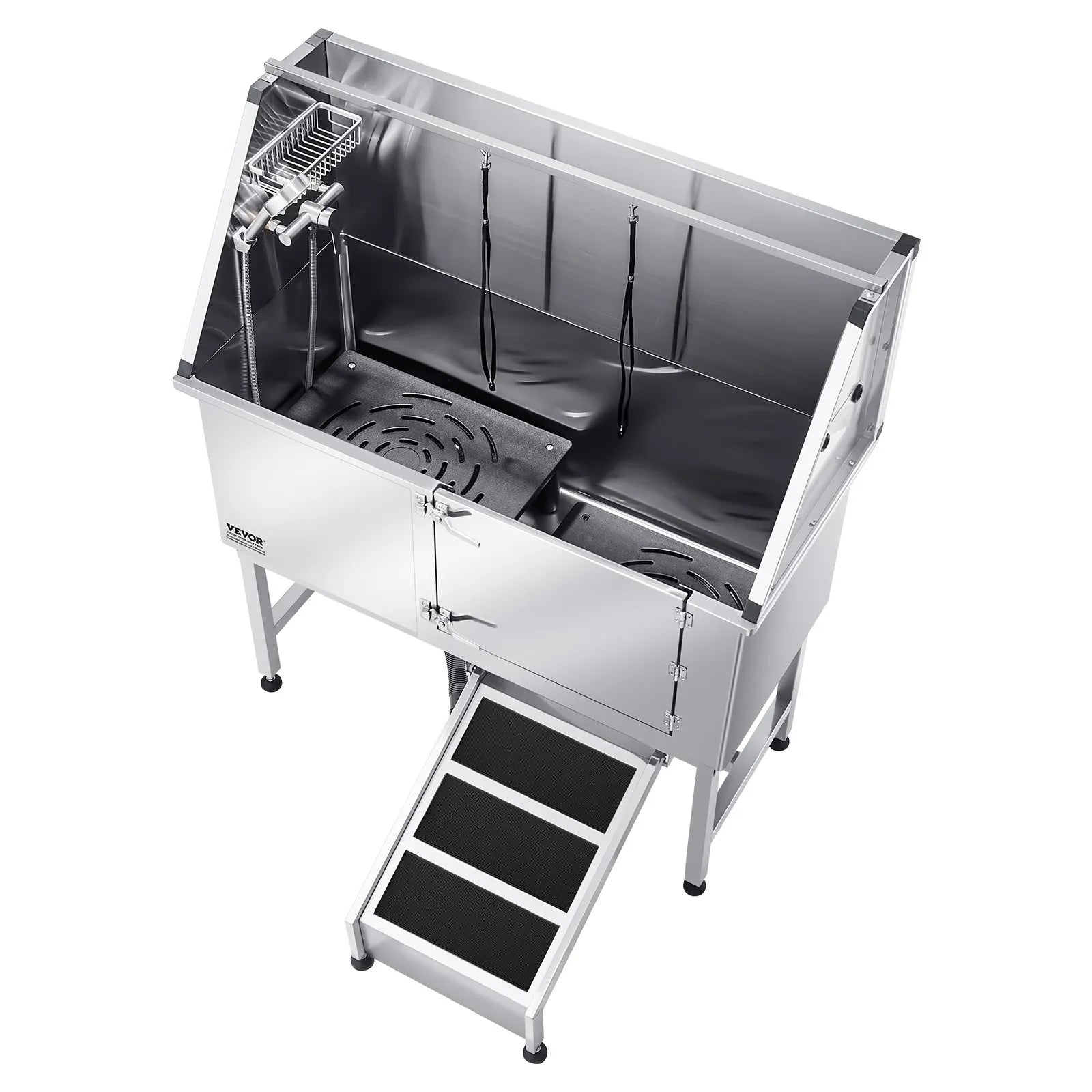 VEVOR 50 Inch Dog Grooming Bath Tub Stainless Steel w Ramp Water Filter