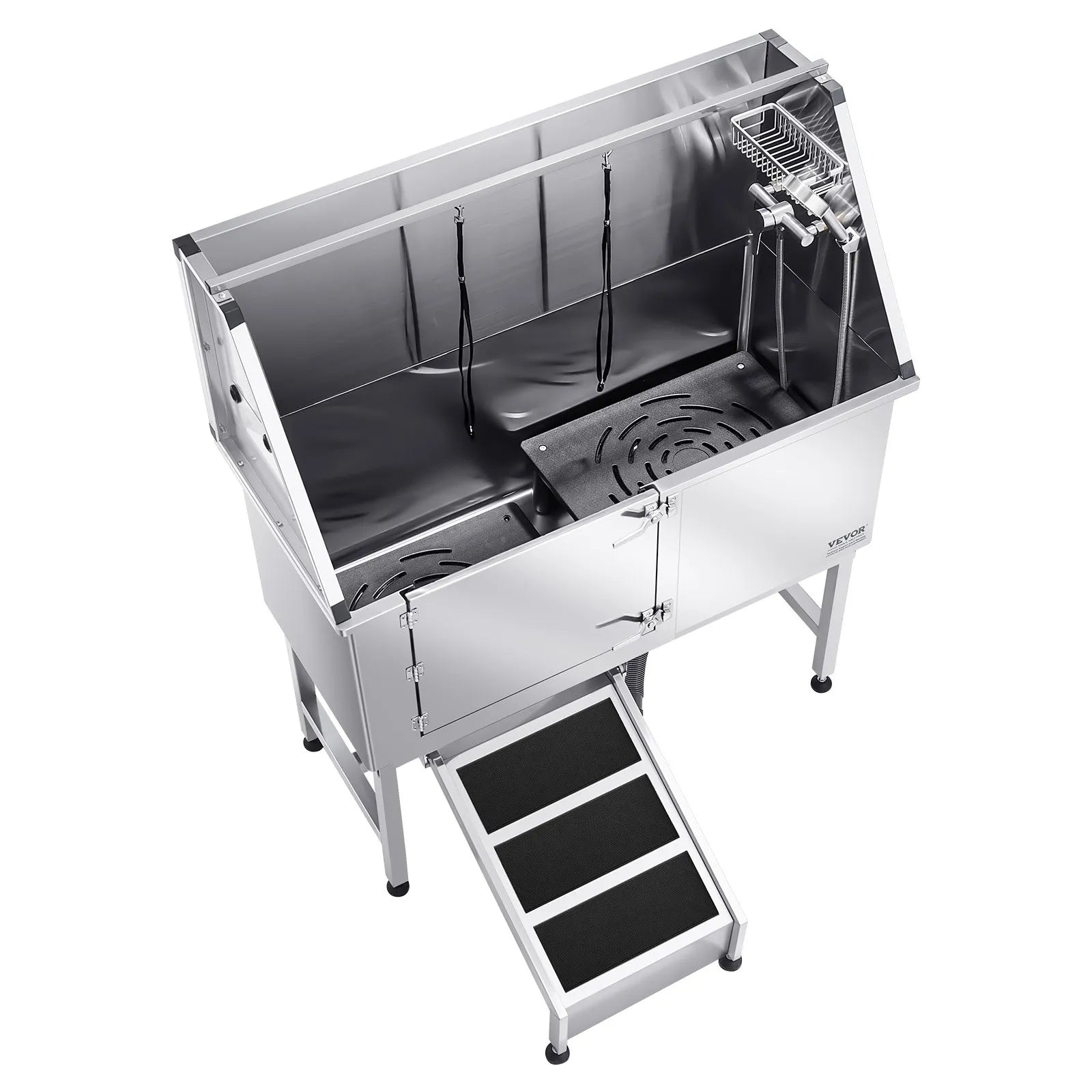 VEVOR 50 Inch Dog Grooming Bath Tub Stainless Steel w Ramp Water Filter Left