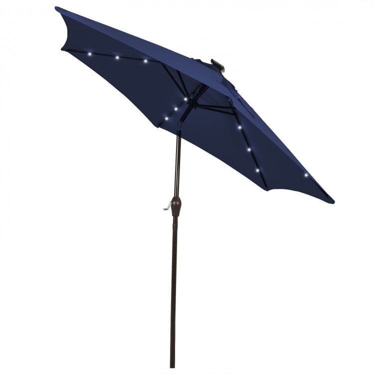 10 Feet Outdoor Patio Umbrella With Bright Solar LED Lights-Dark Blue