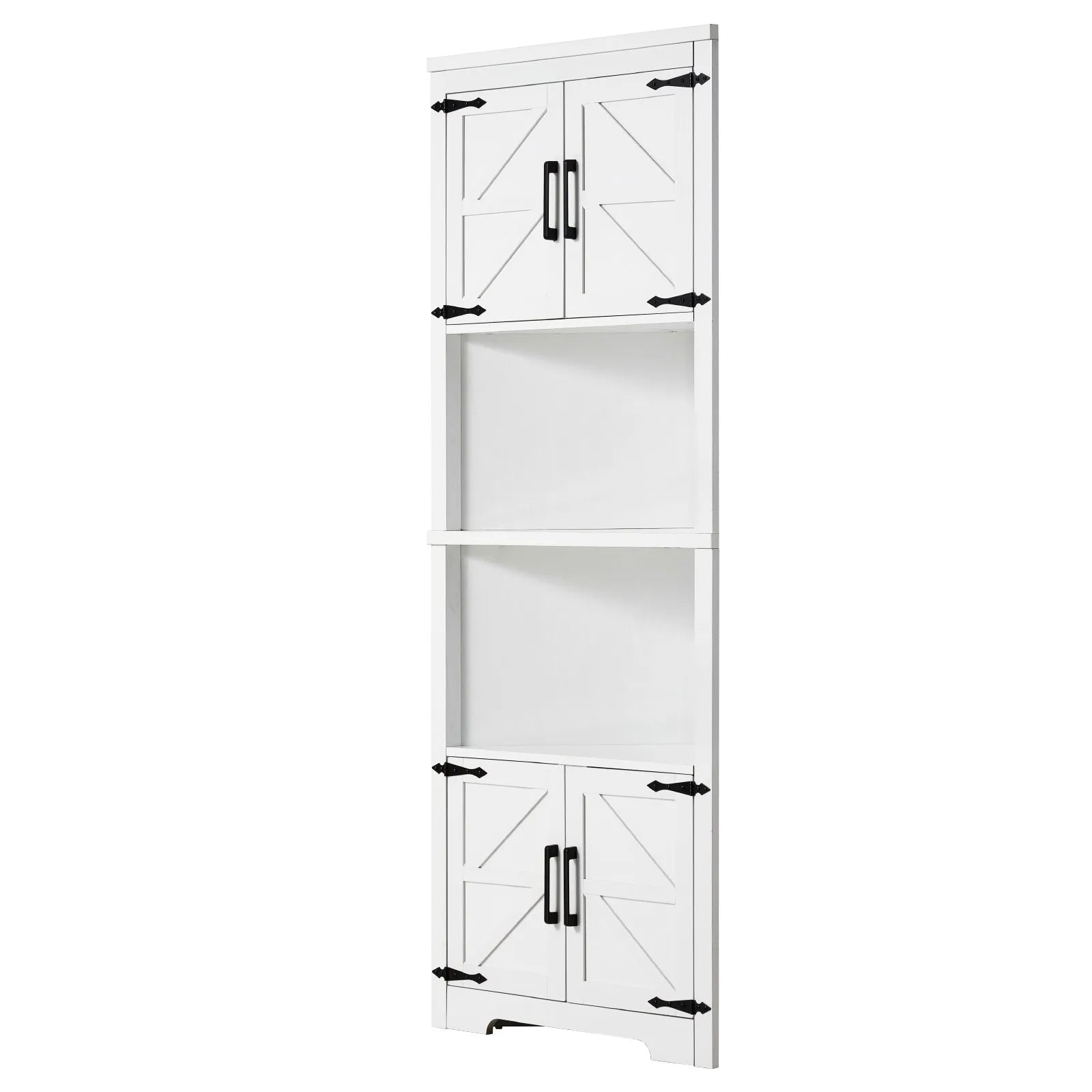 VEVOR 32" Corner Storage Cabinet with 2 Wooden Doors & Adjustable Shelves White